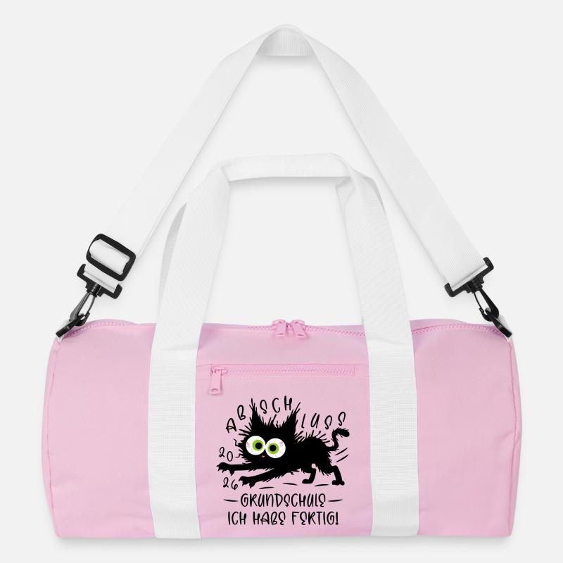 Abschluss 2026 Grundschule Ich habe fertig Katze - Recycelte Duffel Bag - Rosa/Weiß