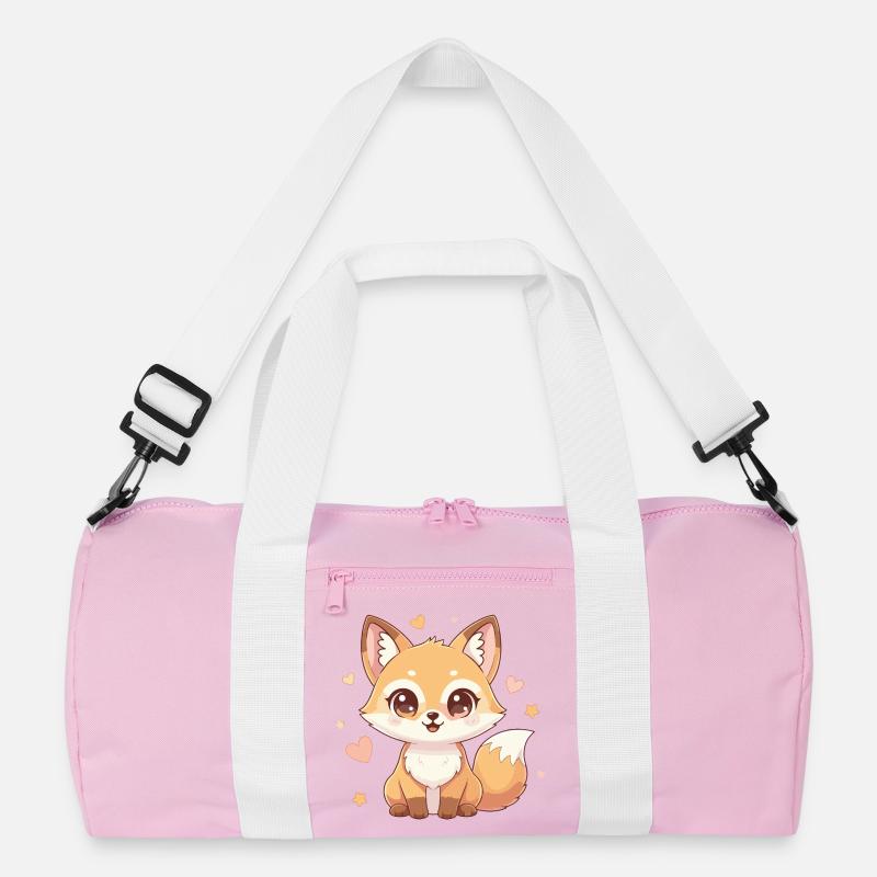 Cuddly fox with heart charm Recycled Duffel Bag