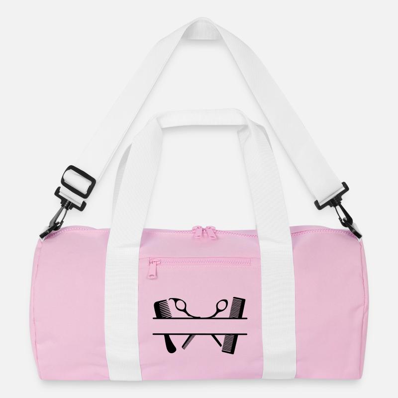 Zwei Kämme und Scheren Textbanner Recycelte Duffel Bag