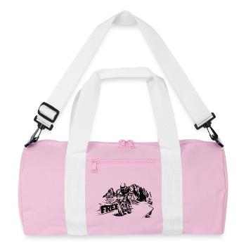 Motorbike Free Mountains Dolomites Biker Symbol Logo - Recycled Duffel Bag - pink/white - Front