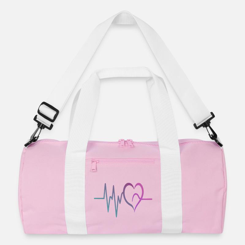 Gradienten-EKG Herz - Recycelte Duffel Bag - Rosa/Weiß