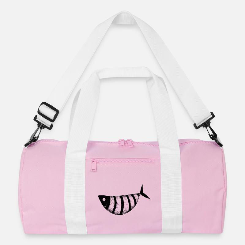 Fisch lustig - Recycelte Duffel Bag - Rosa/Weiß