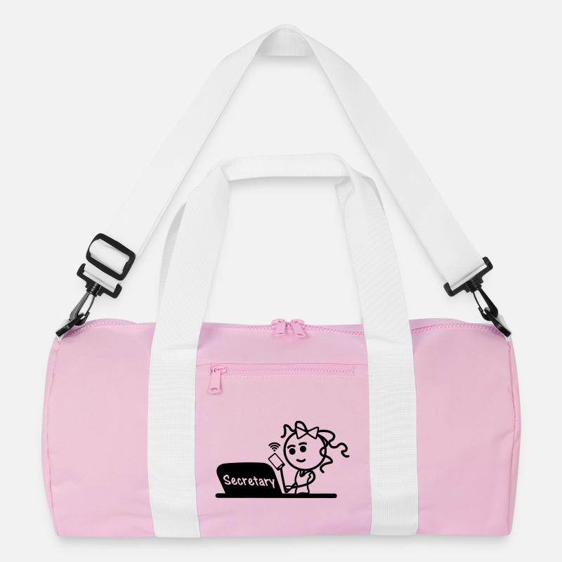 Arbeitslaptop Sekretärin Smartphone - Recycelte Duffel Bag - Rosa/Weiß