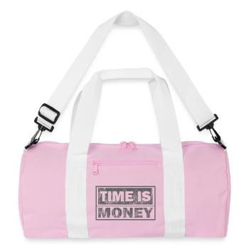 Le temps, c’est de l’argent : texte de deux lignes - Sac de sport recyclé - rose/blanc - Devant