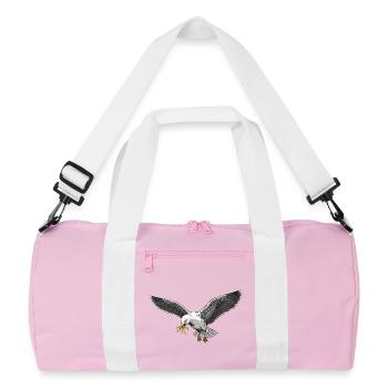 Mouette drôle qui vole des frites sur la plage - Sac de sport recyclé - rose/blanc - Devant