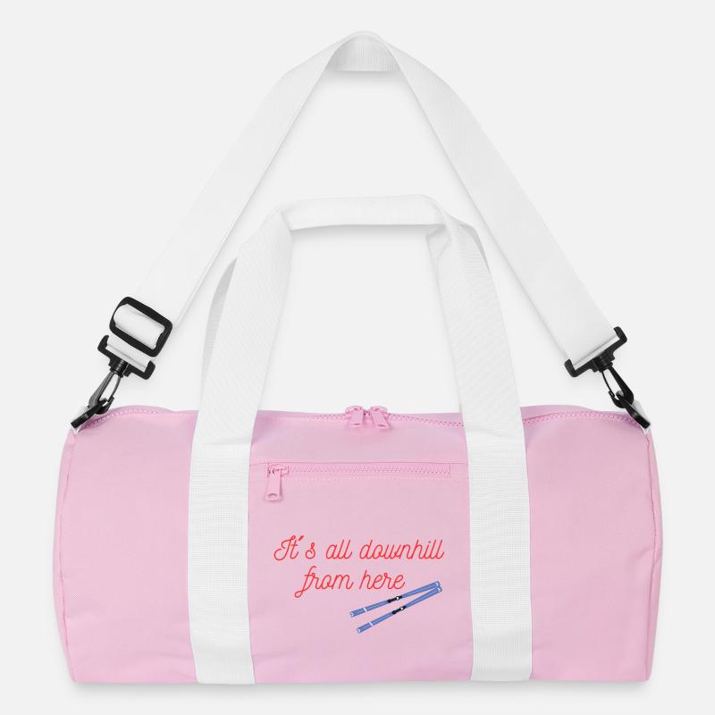 Von hier aus Ski Abfahrt - Recycelte Duffel Bag - Rosa/Weiß