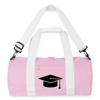 Graduation Cap Graduate Logo - Recycled Duffel Bag - pink/white - Front
