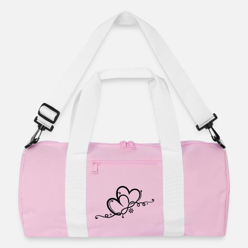 Zwei Herzen mit Blume und infinity Recycelte Duffel Bag