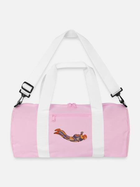 Skydiving - Recycelte Duffle Bag - Rosa/Weiß