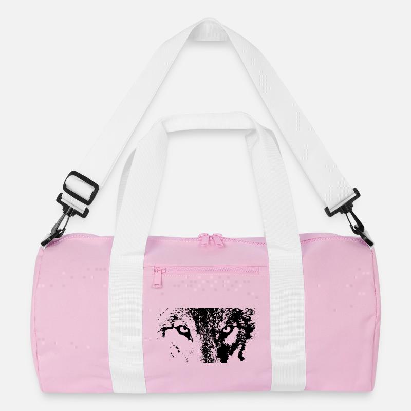 115304478_146019227_wolf_eye - Recycelte Duffel Bag - Rosa/Weiß