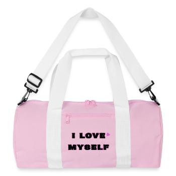 Selbstliebe, I love myself - Recycelte Duffel Bag - Rosa/Weiß - Vorne