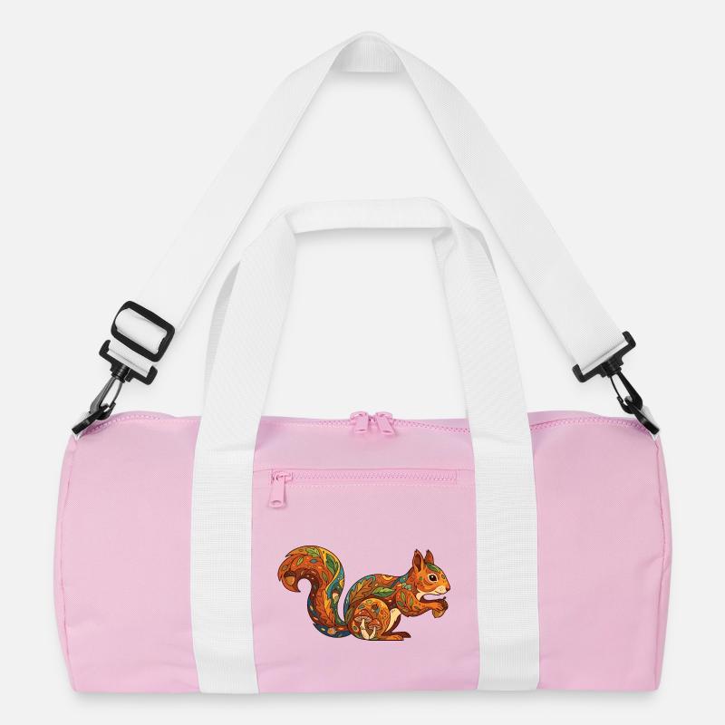 Autumnal Squirrel Pattern Forest Life Nature Recycled Duffel Bag