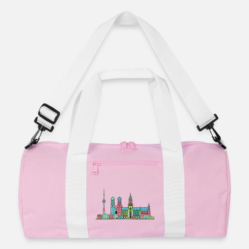 Münchner Stadtskyline Marienplatz Moderne Linienkunst Recycelte Duffel Bag