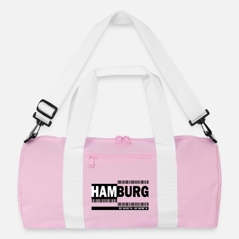 HAMBOURG - code-barres - Sac de sport recyclé - rose/blanc