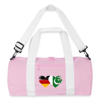Germany Pakistan Flag Heart Used - Recycled Duffel Bag - pink/white - Front