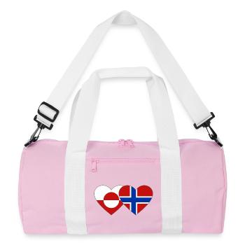 Greenland Norway Flag Hands Heart Shape - Recycled Duffel Bag - pink/white - Front