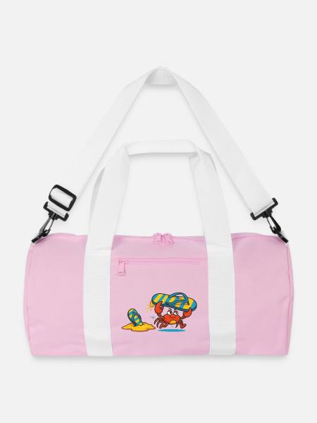Lustige Strand Krabbe klaut Badelatschen Comic - Recycelte Duffle Bag - Rosa/Weiß