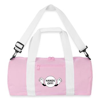 Hands Off / Don't Touch Warning - Recycled Duffel Bag - pink/white - Front