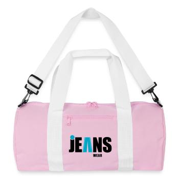 jeans wear mit punkt - Recycelte Duffel Bag - Rosa/Weiß - Vorne