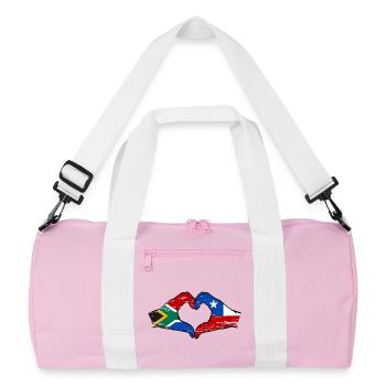 Afrique du Sud Chili drapeau mains forme de coeur utilisé - Sac de sport recyclé - rose/blanc - Devant