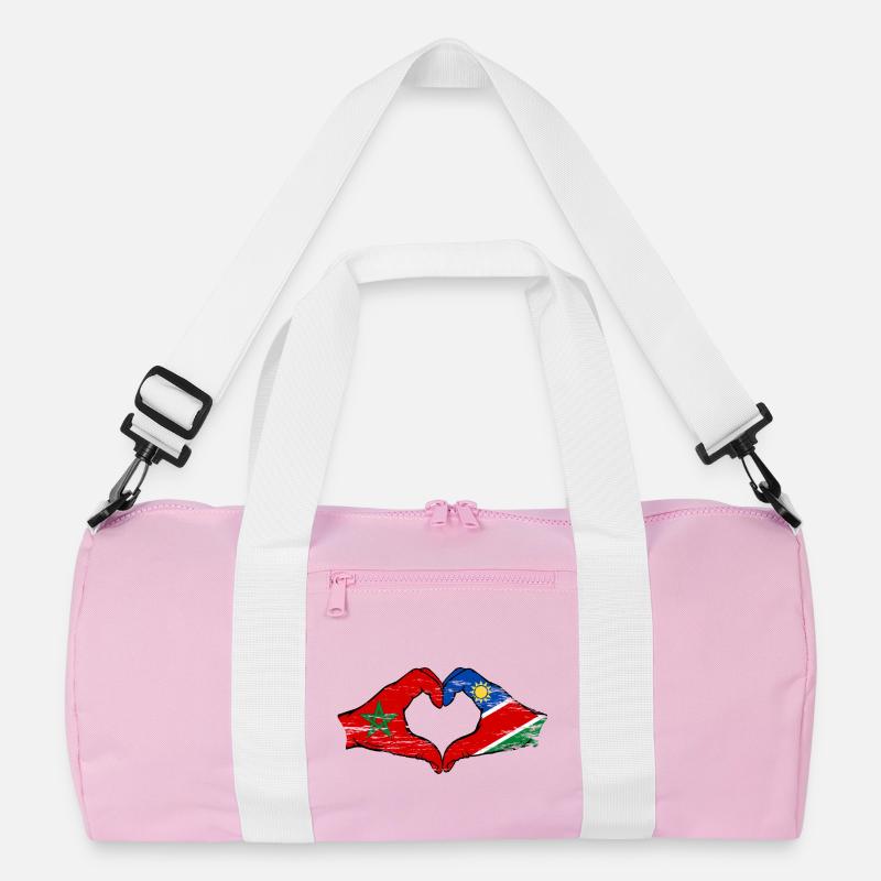 Morocco Namibia Flag Hands Heart Shape Recycled Duffel Bag