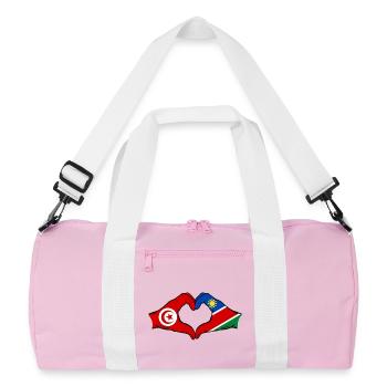 Tunisia Namibia Flag Hands Heart Shape Used - Recycled Duffel Bag - pink/white - Front