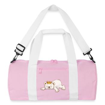 Ours endormi avec couronne – Motif d’animal mignon - Sac de sport recyclé - rose/blanc - Devant