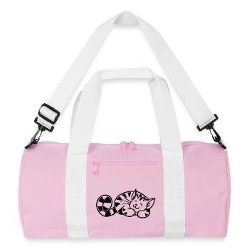 Cartoon Kitten - Recycled Duffel Bag - pink/white - Front