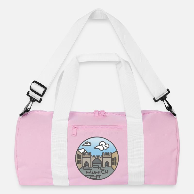 München Illustration - Recycelte Duffel Bag - Rosa/Weiß