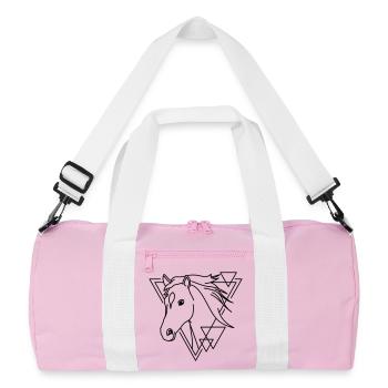 Pferd in geometrischer Form - Line-Art-Design - Recycelte Duffel Bag - Rosa/Weiß - Vorne