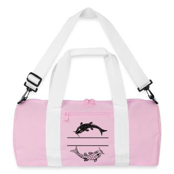 Fish black and white with blank text bar - Recycled Duffel Bag - pink/white - Front