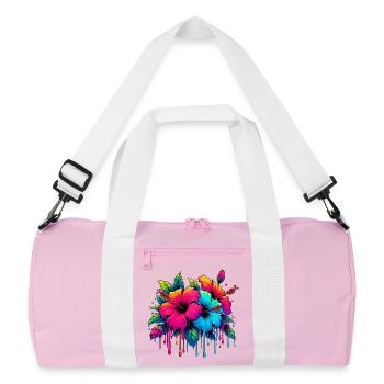 Hibiscus Flowers - Recycled Duffel Bag - pink/white - Front