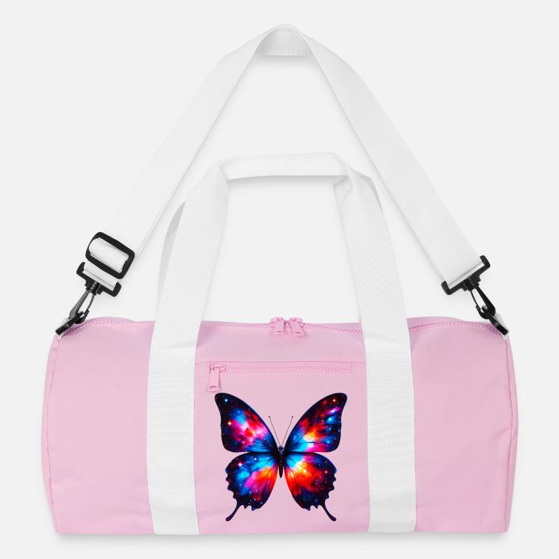 Schmetterling - Recycelte Duffel Bag - Rosa/Weiß