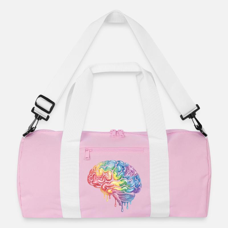 Rainbow Brain Gradient Print Design Recycled Duffel Bag