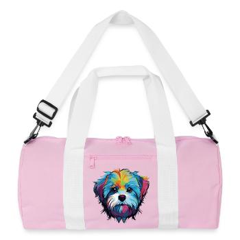 Tête de chien comique de chien - Sac de sport recyclé - rose/blanc - Devant