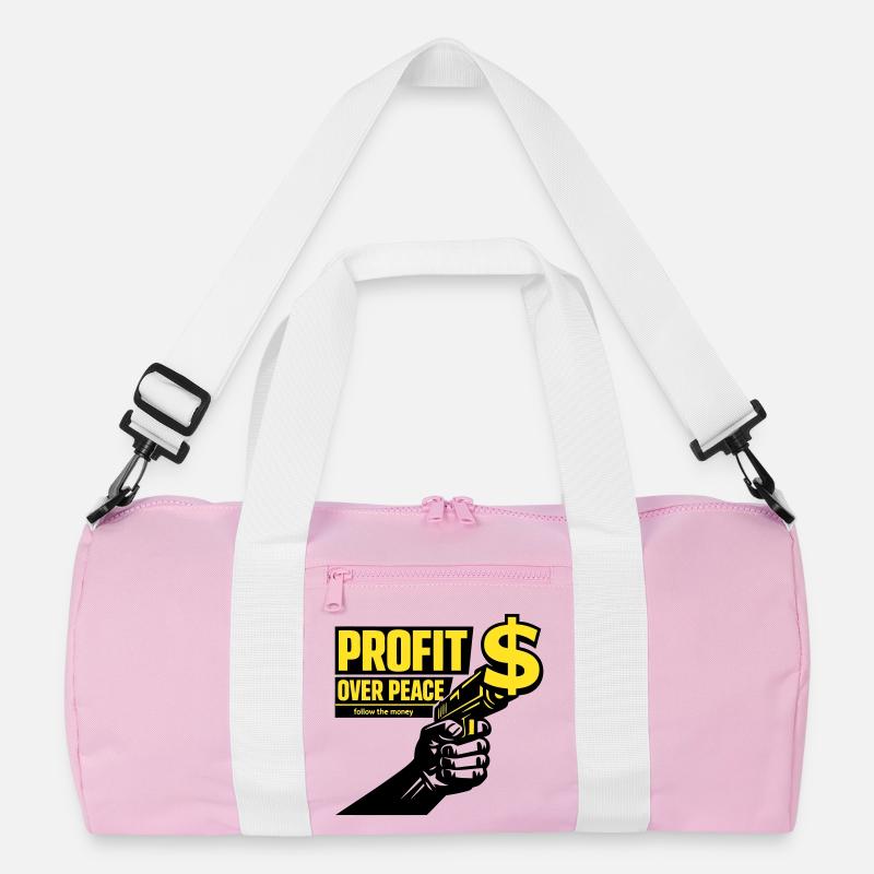 Profit Over Peace Satire Recycled Duffel Bag