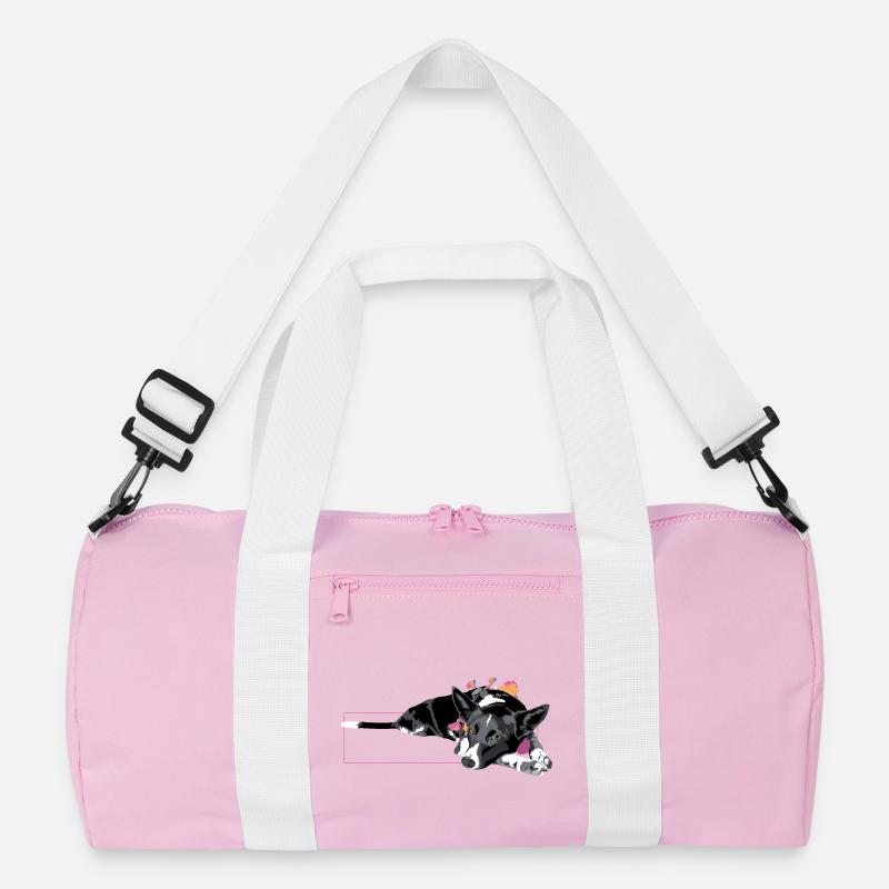 Border Collie III - Recycelte Duffel Bag - Rosa/Weiß