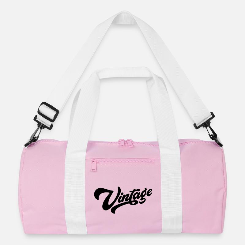 Vintage Schwarz - Recycelte Duffel Bag - Rosa/Weiß