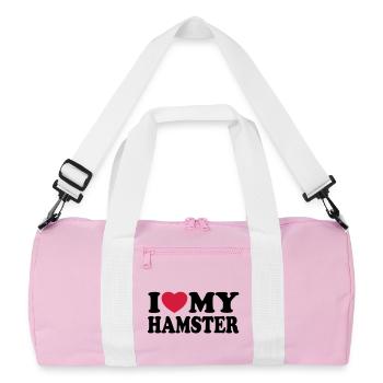 I love my hamster - Recycled Duffel Bag - pink/white - Front