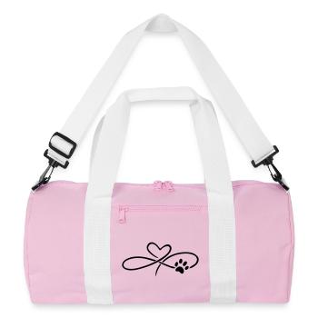 Coeur infini avec patte chien chat - Sac de sport recyclé - rose/blanc - Devant