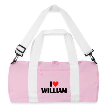 I love William Rotes Herz Liebe Fan Geschenk - Recycelte Duffel Bag - Rosa/Weiß - Vorne