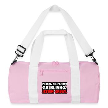 Please don't park too close. I'm fat. - Recycled Duffel Bag - pink/white - Front