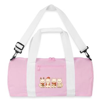 Polarfüchse Kinder Jungen Mädchen Weihnachtsfüchse - Recycelte Duffel Bag - Rosa/Weiß - Vorne