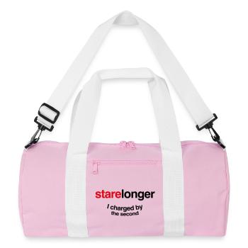 Stare Longer. I charge by the second! - Recycled Duffel Bag - pink/white - Front