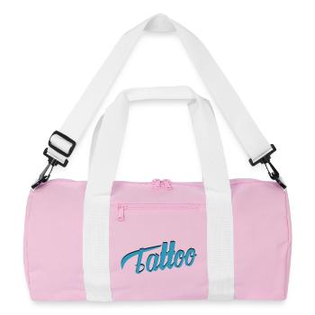 Tattoo Script in Teal - Recycled Duffel Bag - pink/white - Front