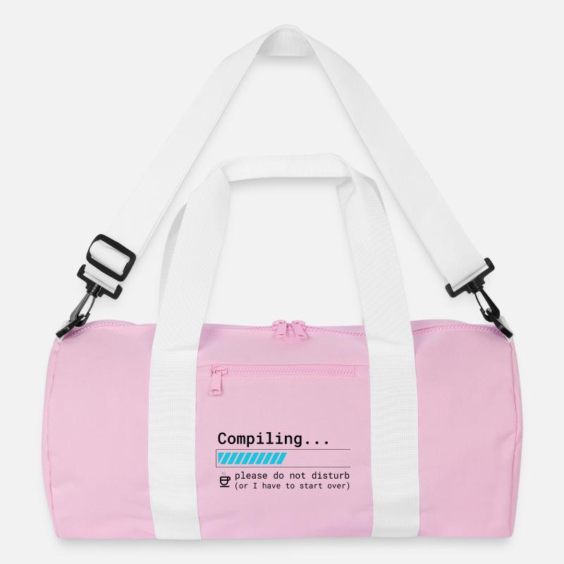 Lustiges Programmierer T-Shirt - Compiling Please  - Recycelte Duffel Bag - Rosa/Weiß
