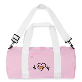Croissant Heart Breakfast Bakery - Recycled Duffel Bag - pink/white - Front