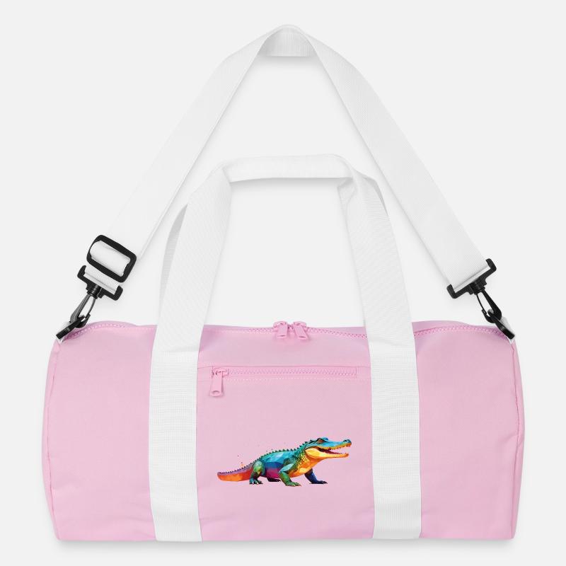 kroko_poly4 - Recycelte Duffel Bag - Rosa/Weiß