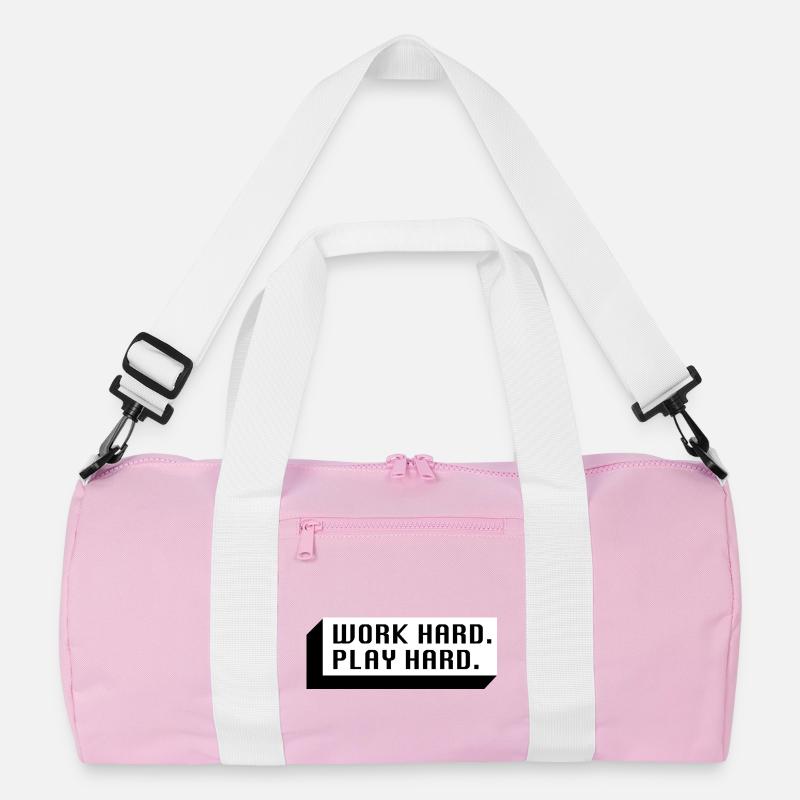 Work Hard. Play Hard. (Schwarz) - Recycelte Duffel Bag - Rosa/Weiß