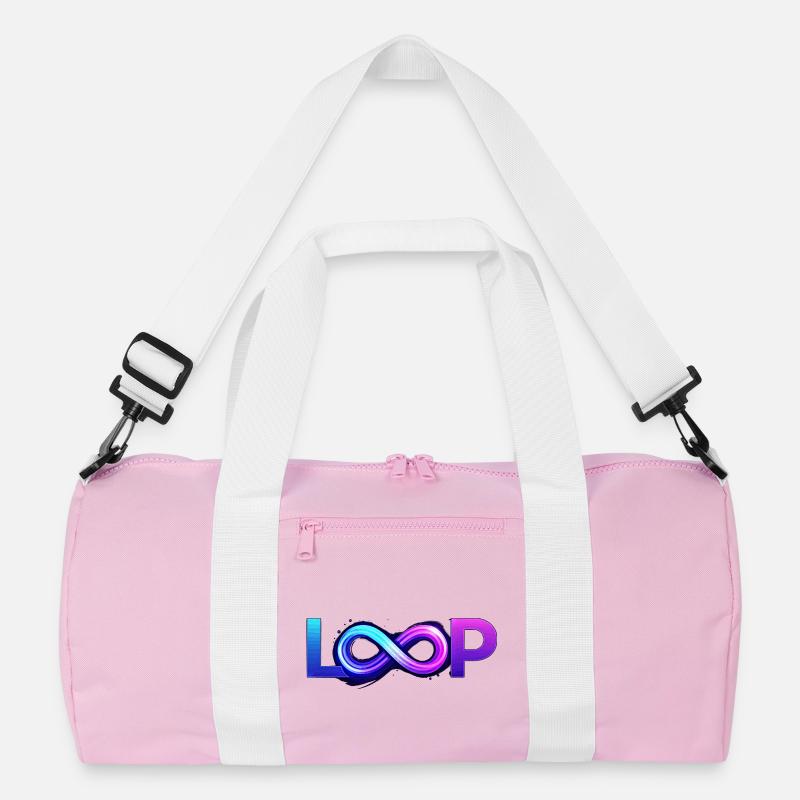 Neon Loop Unendlichkeit - Recycelte Duffel Bag - Rosa/Weiß